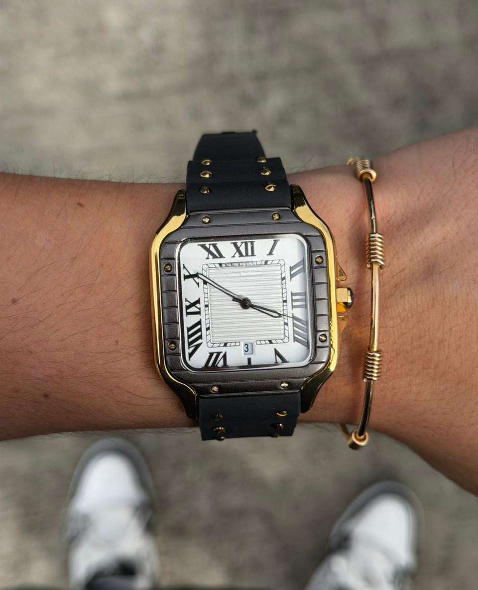 Crtr Santos Goma Negra Tablero Blanco Negro Dorado