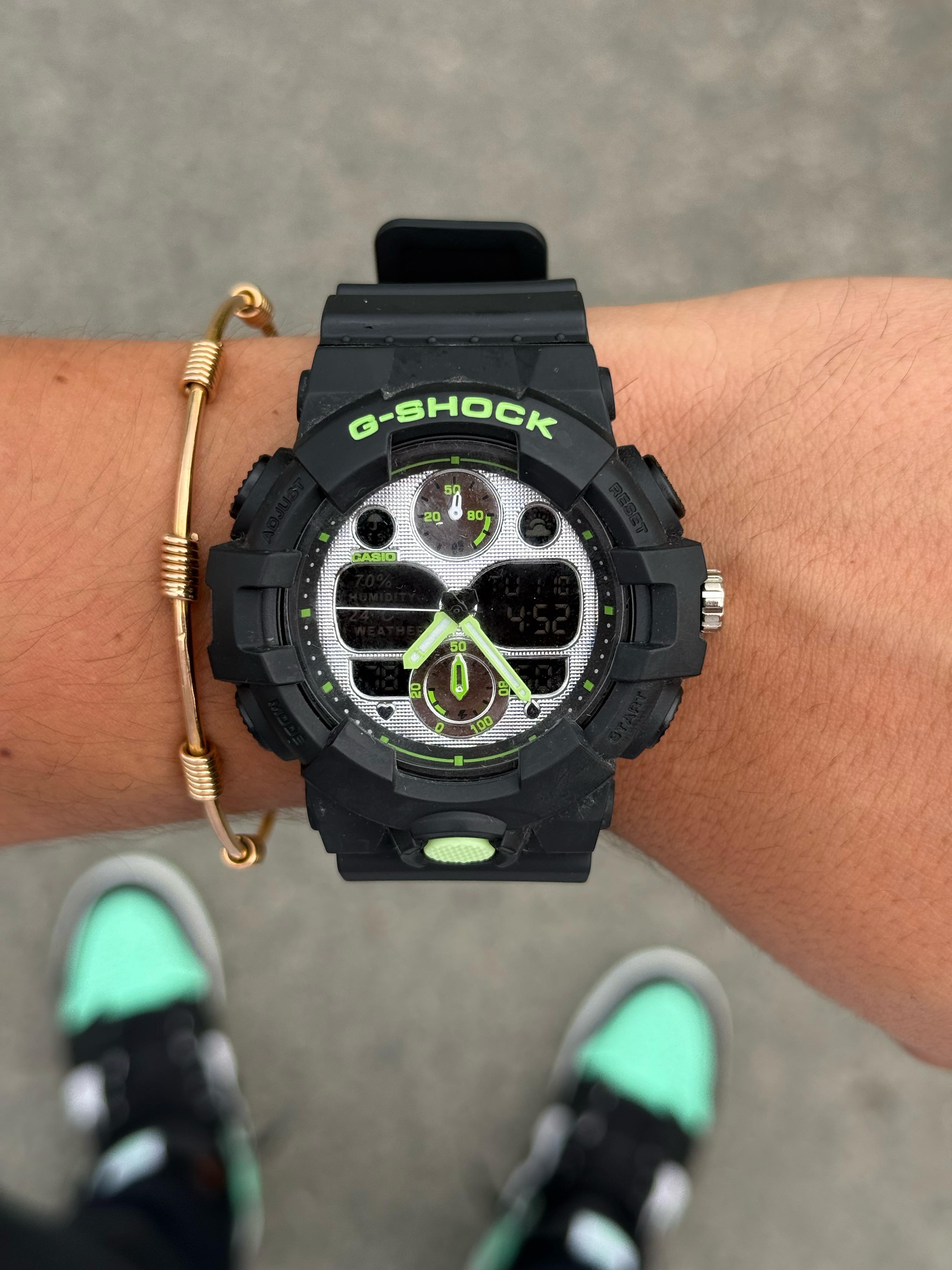 G-Shck GBA Negro Tablero Plateado - Verde