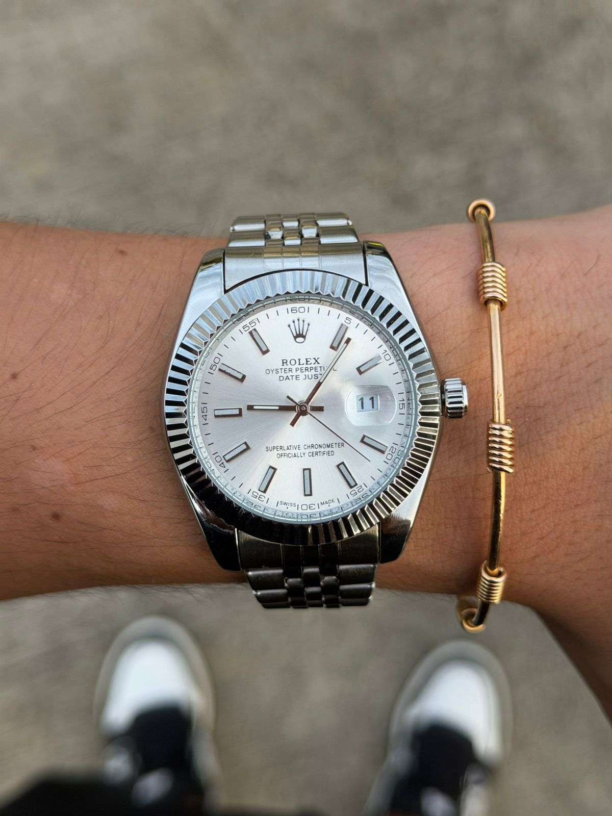 Rlx Trenzado Plateado Tablero Plateado