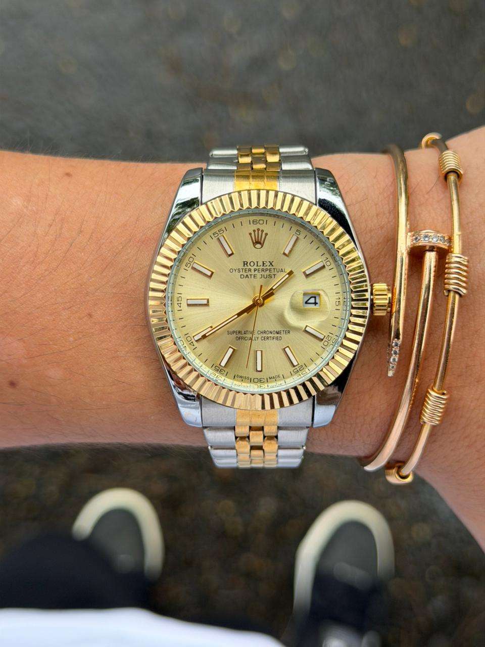 Rlx Trenzado Bicolor Dorado Tablero Dorado