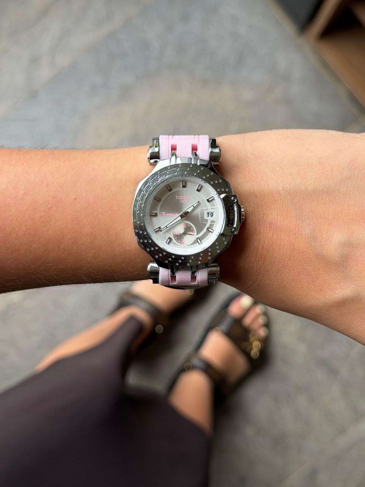 Tsst Mujer Goma Rosa Tablero Plateado Negro