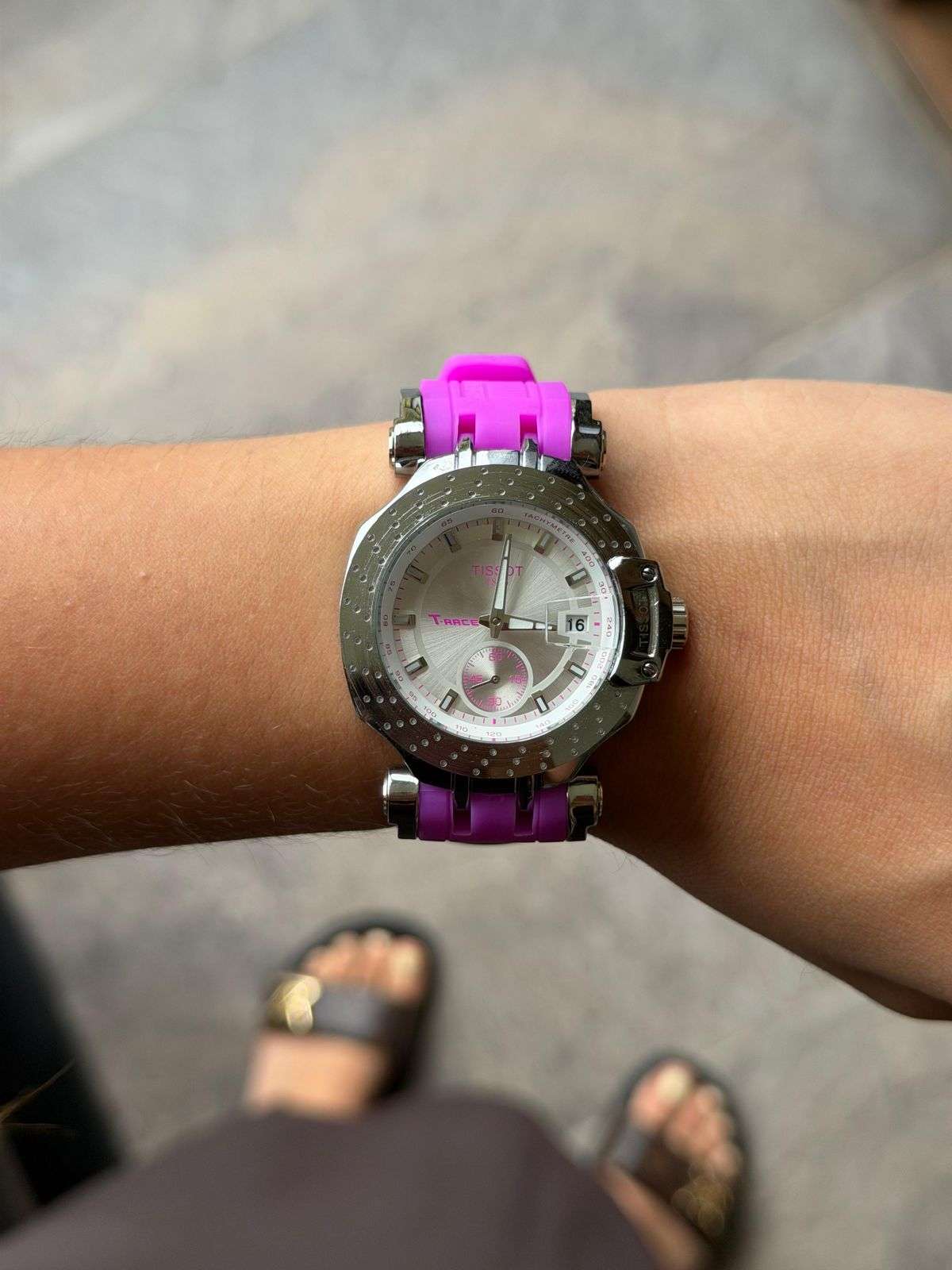 Tsst Mujer Goma Rosa Tablero Plateado Negro