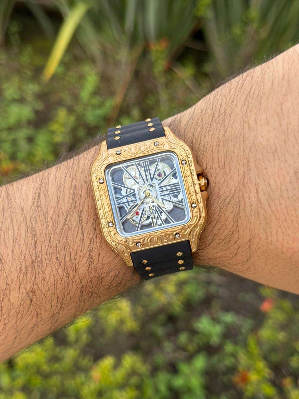 Crtr Santos Tallado Negro Tablero Plateado Dorado