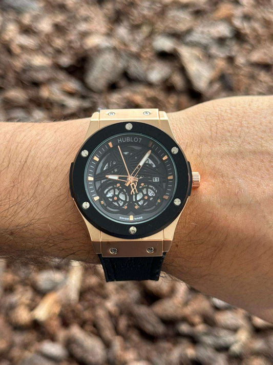 Hblt Big Bang Cuero Negro Tablero Negro Oro Rosa Negro