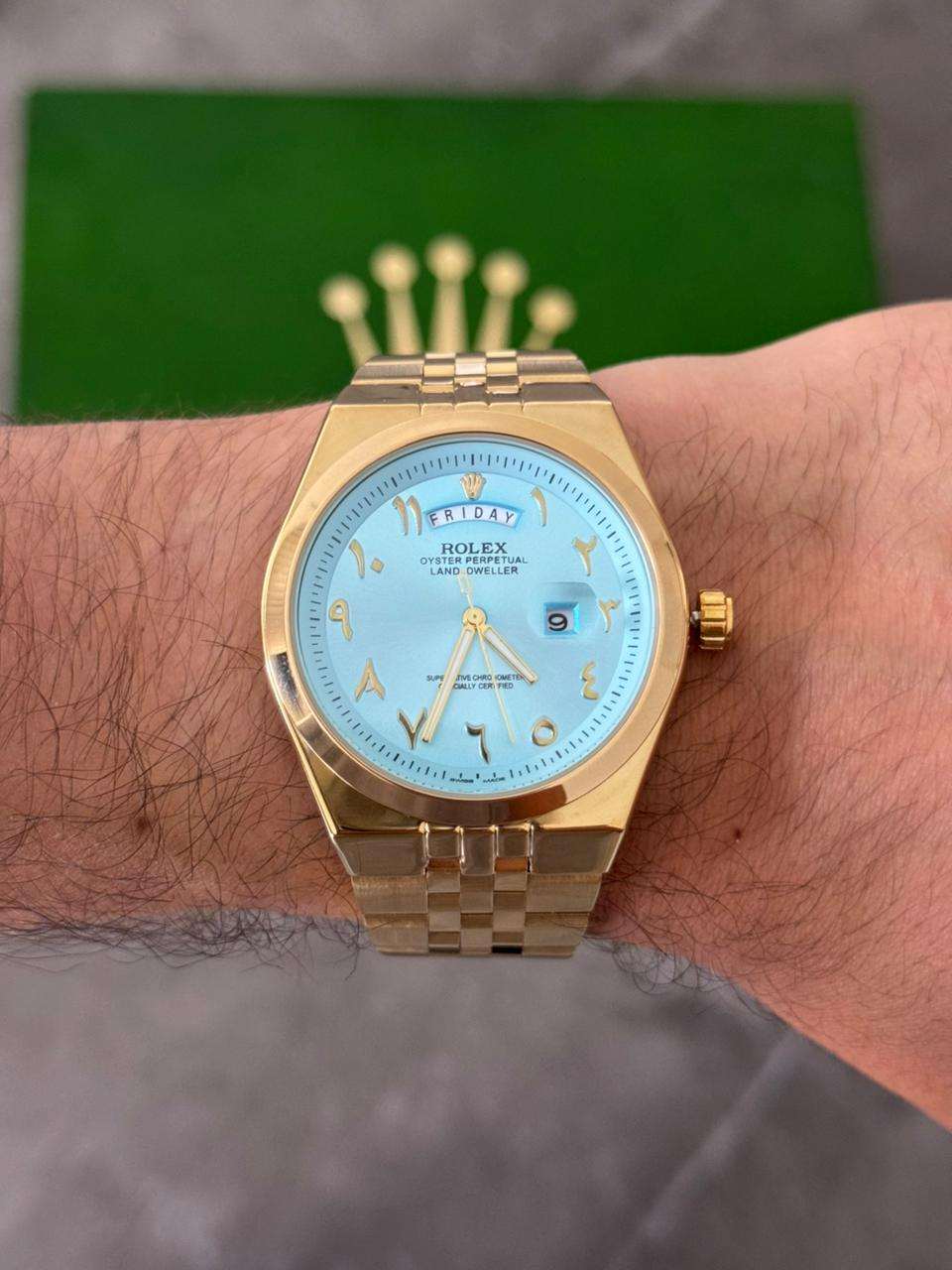 Rlx Lx Arabe Dorado Tablero Azul