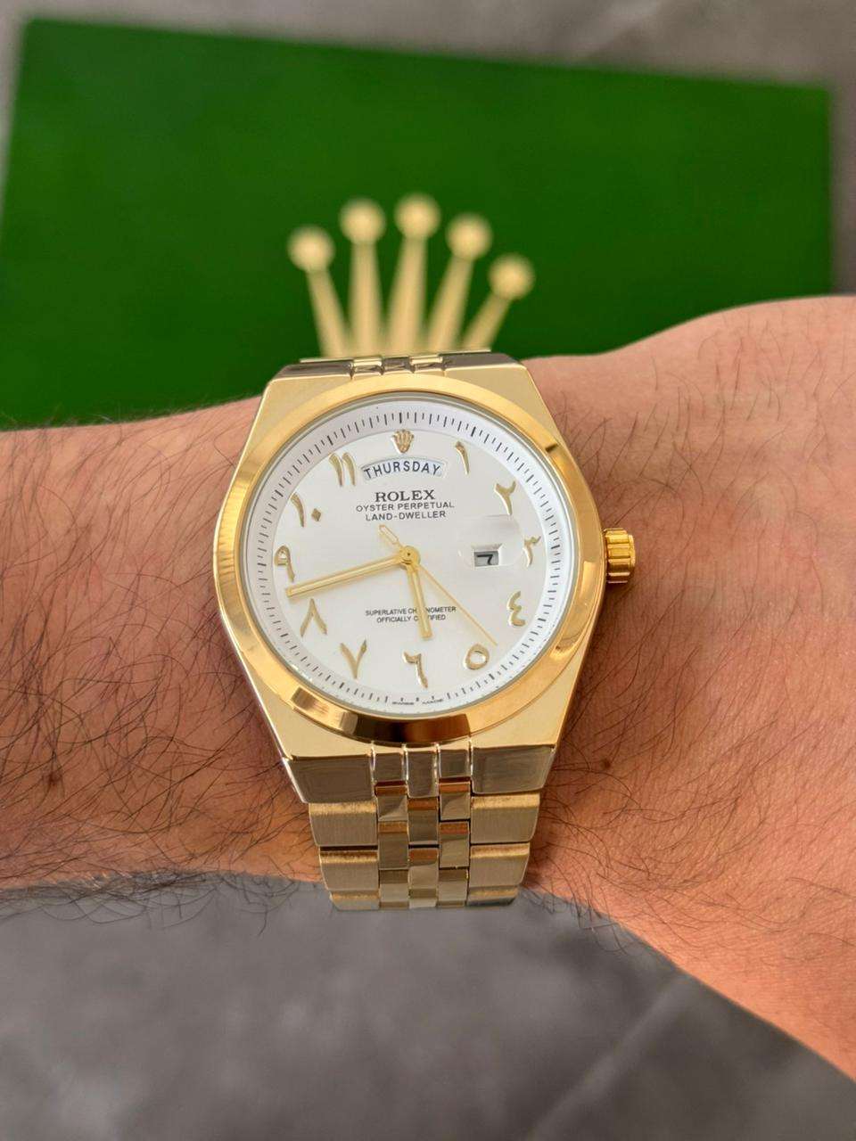 Rlx Lx Arabe Dorado Tablero Plateado