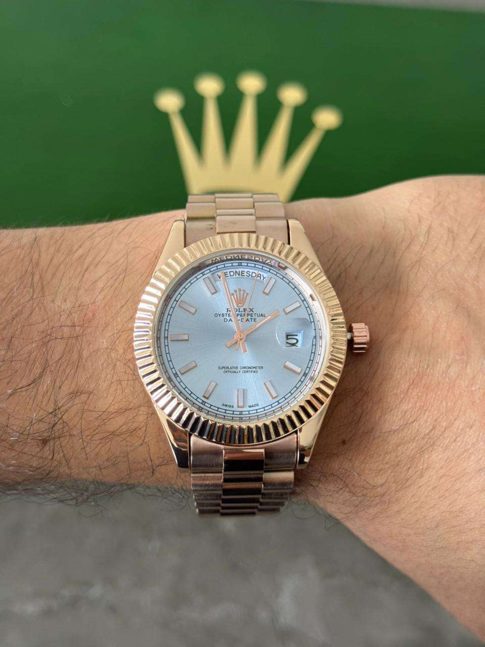 Rlx President Oro rosa Tablero Azul Claro