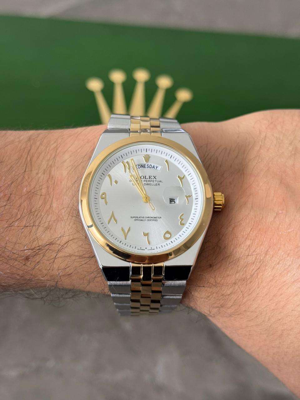 Rlx Lx Arabe liso Bicolor Dorado Tablero Plateado