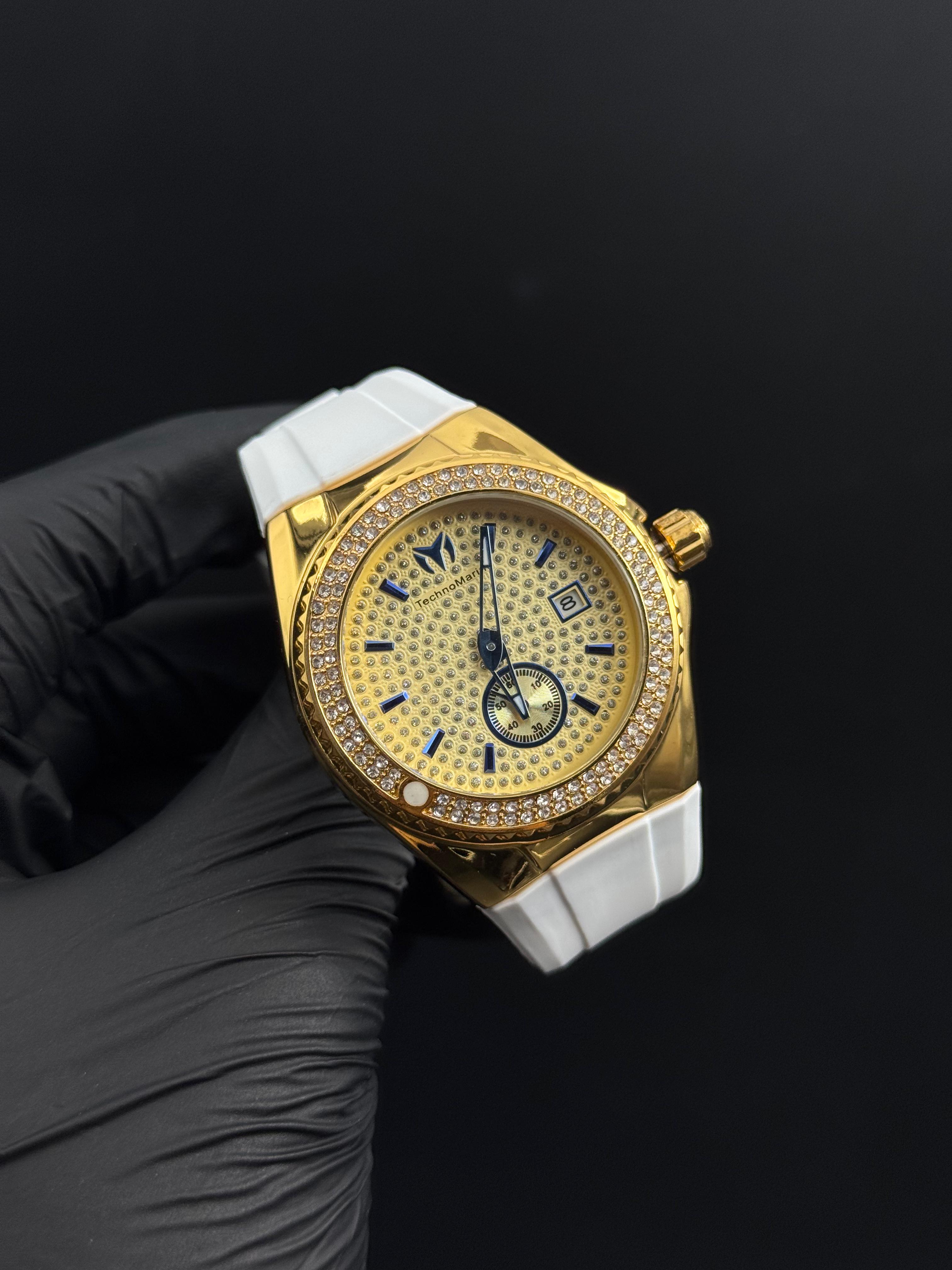 Tchmrnr Monogram Mujer Blanco Tablero Dorado Dorado Azul