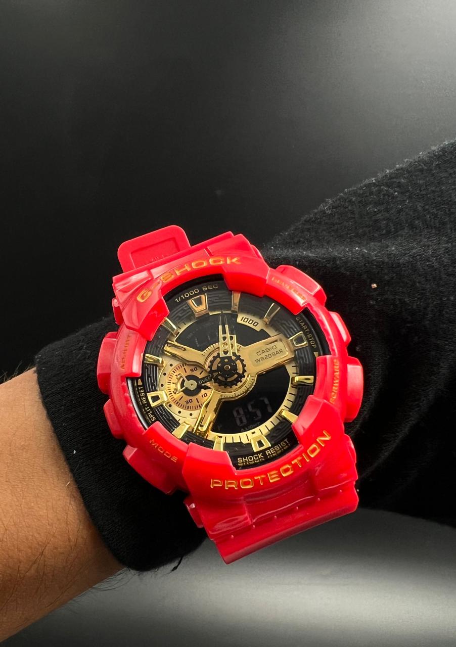 G-shck GA-110 Rojo Tablero Negro Dorado