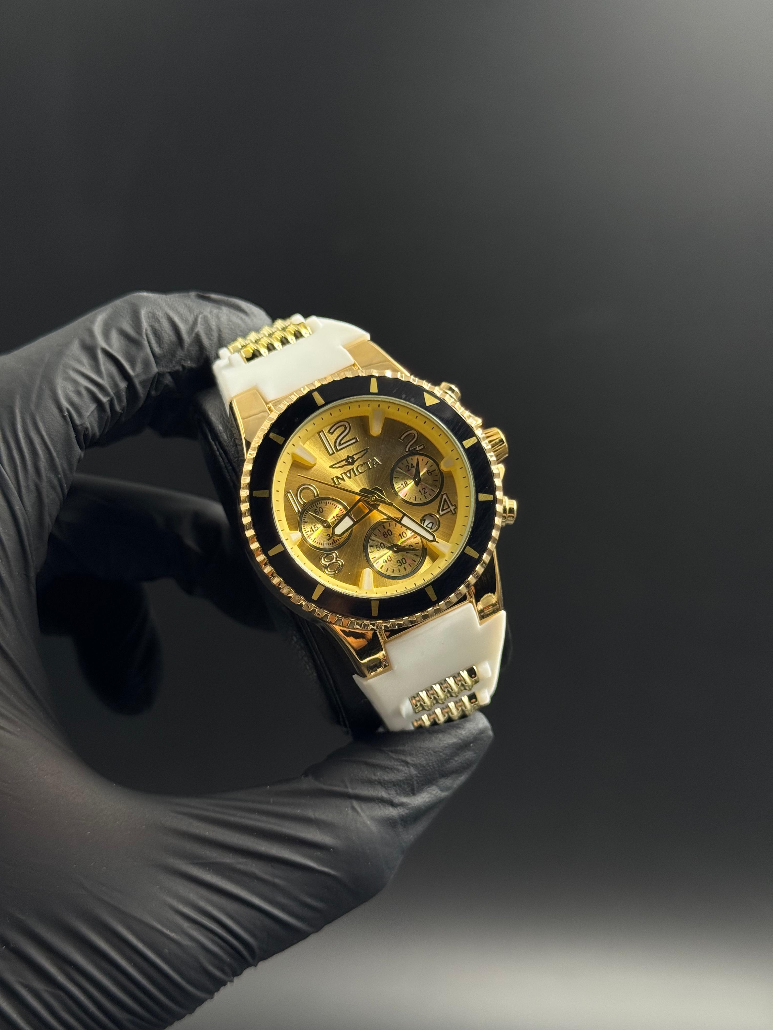 Invct 5H Mujer Goma Blanca Tablero Dorado Negro Dorado