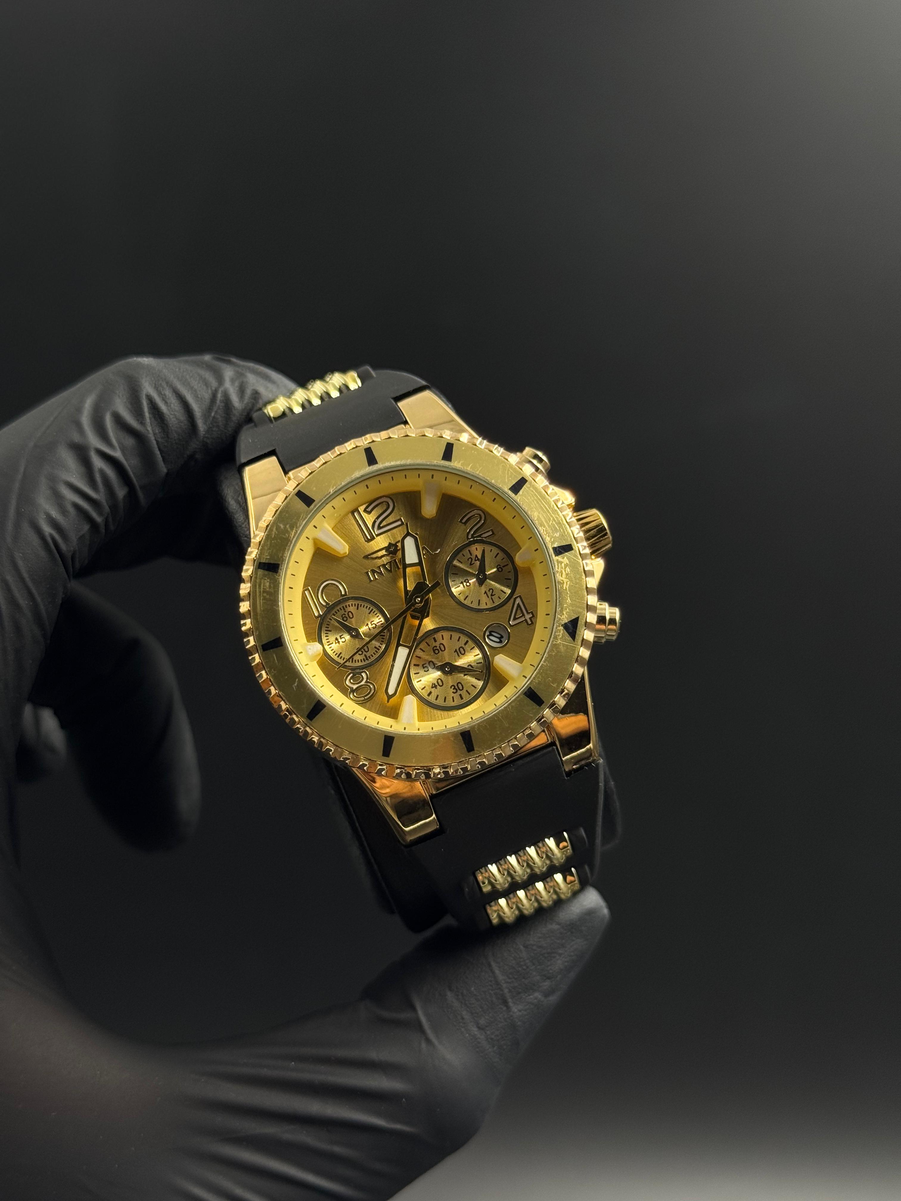 Invct 5H Mujer Goma Negra Tablero Dorado Dorado