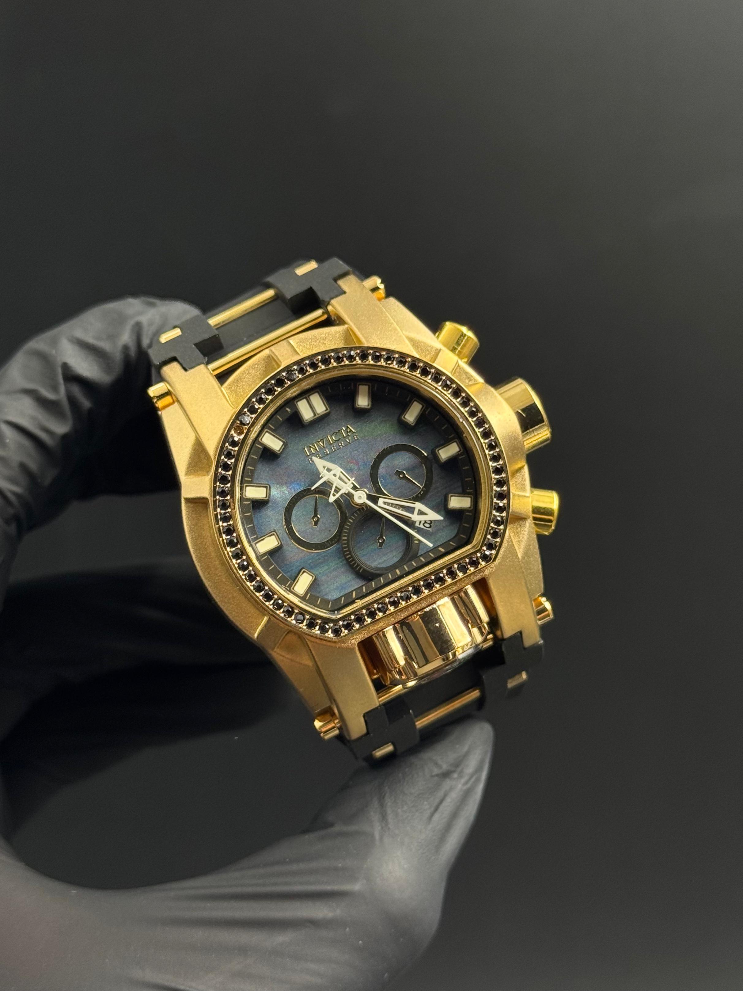 Invct Mujer Circones Goma Negra Tablero Azul Dorado