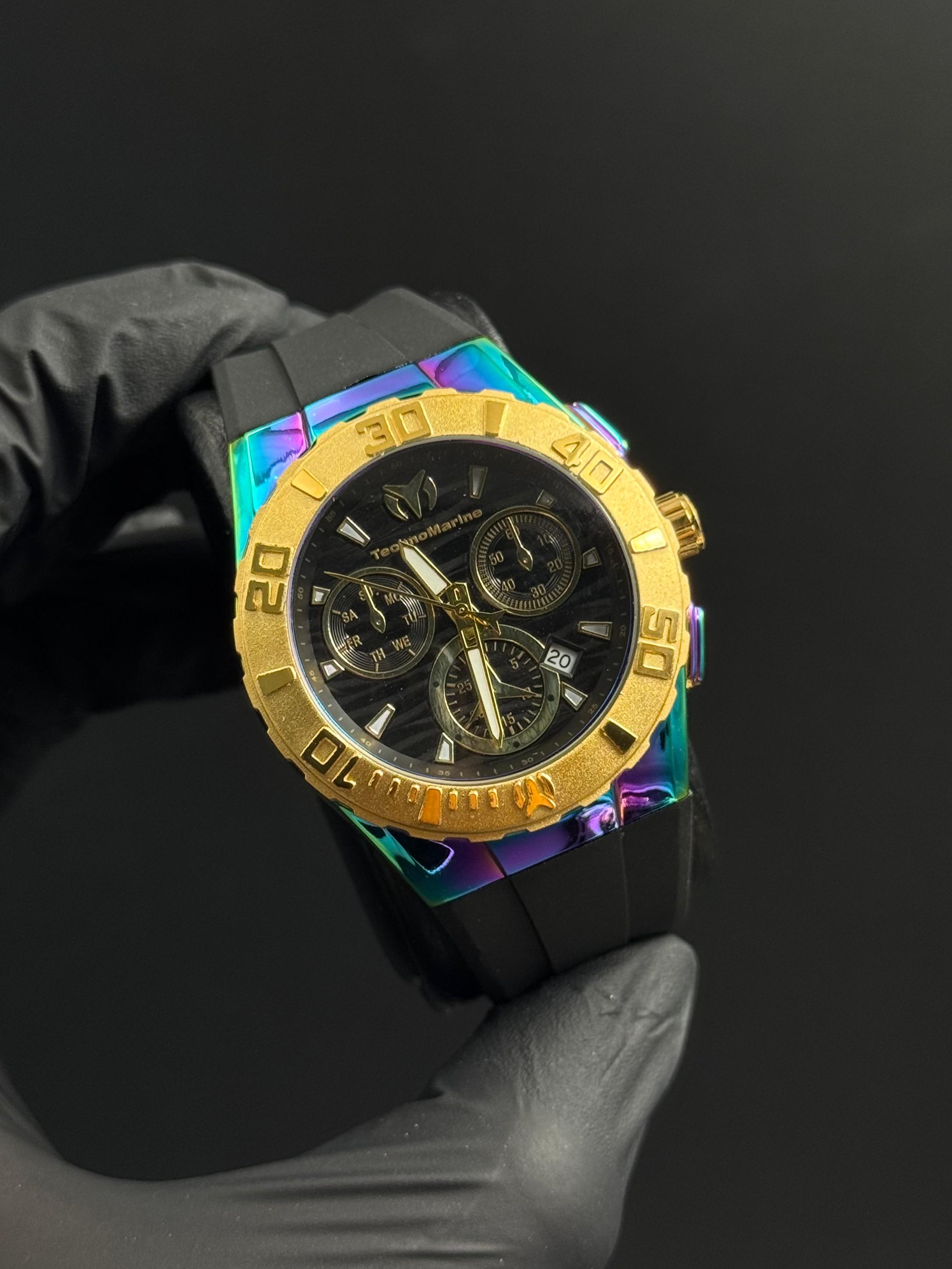 Tchmrnr Mujer MZ Goma Negra Tablero Negro Tornasol Dorado