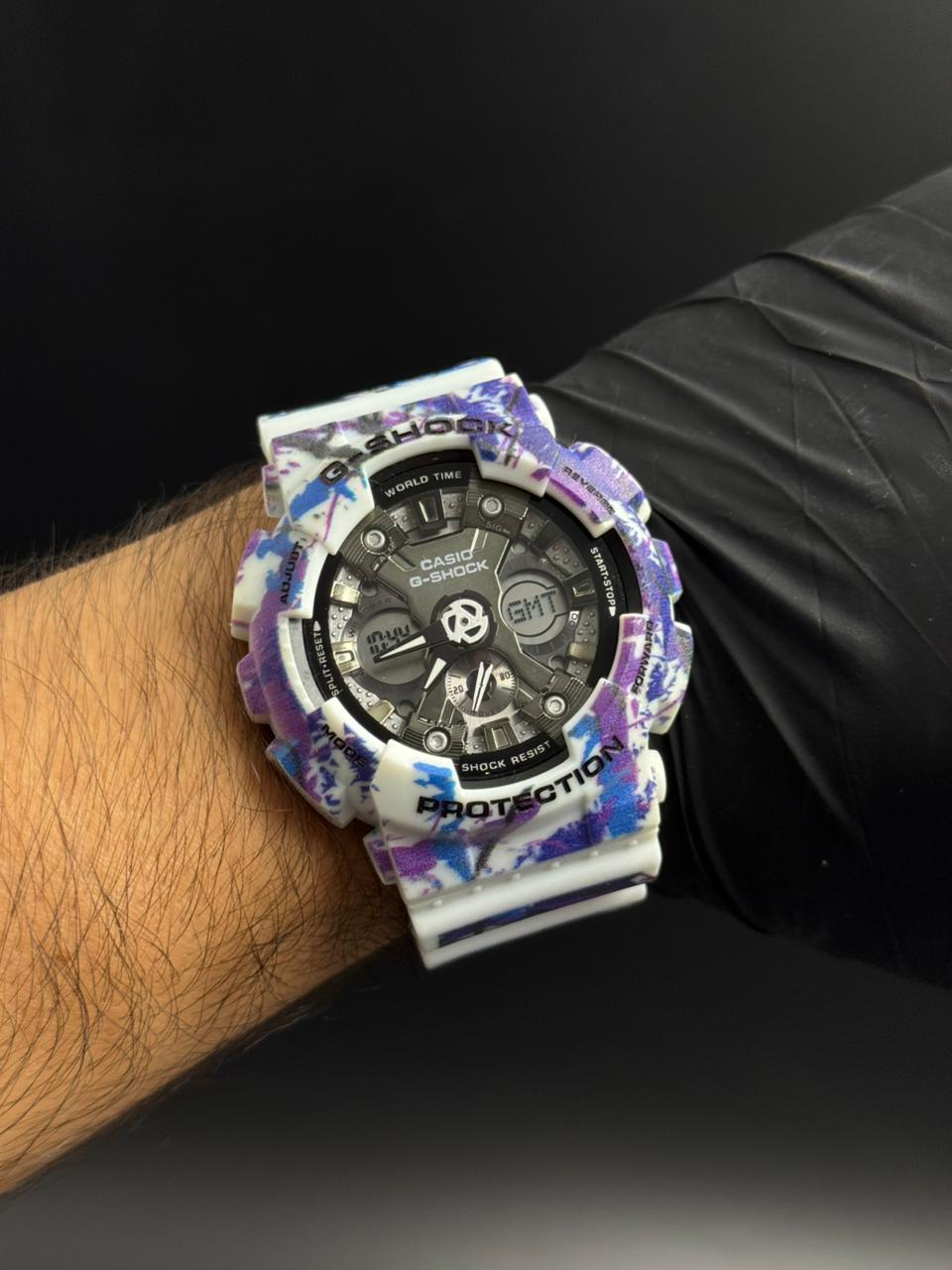 G-shck World Time Bicolor Azul Blanco Tablero Negro