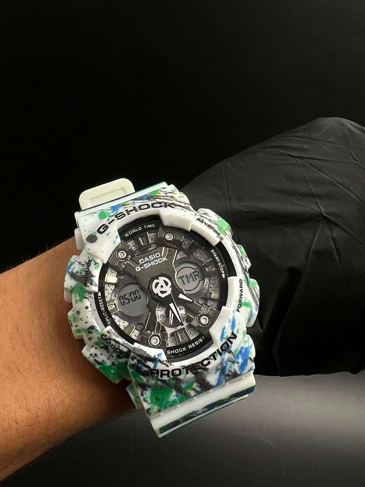 G-shck Worl Time Bicolor Verde Azul Tablero Negro
