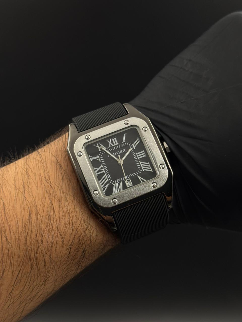 Crtr Santos New Goma Negra Tablero Negro Plateado