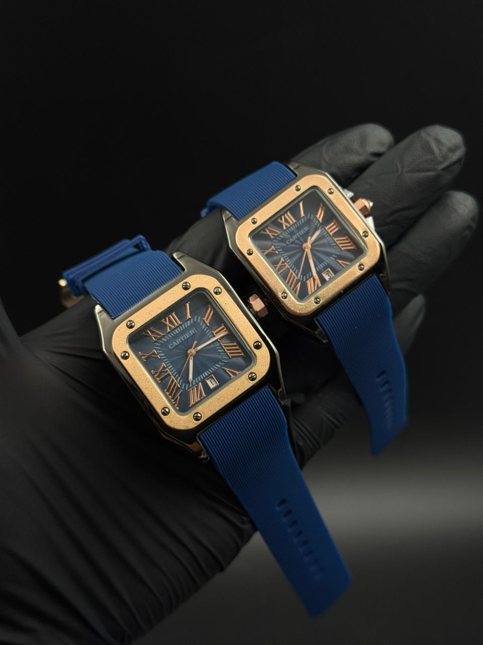 Pareja Crtr Santos New Goma Azul Tablero Azul Oro Rosa