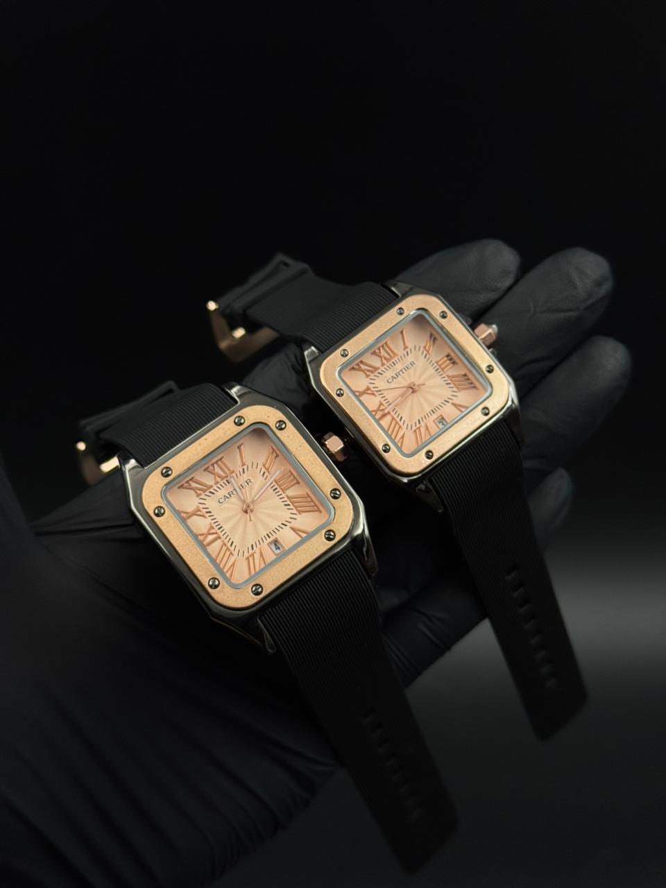 Pareja Crtr Santos New Goma Negra Tablero Oro Rosa