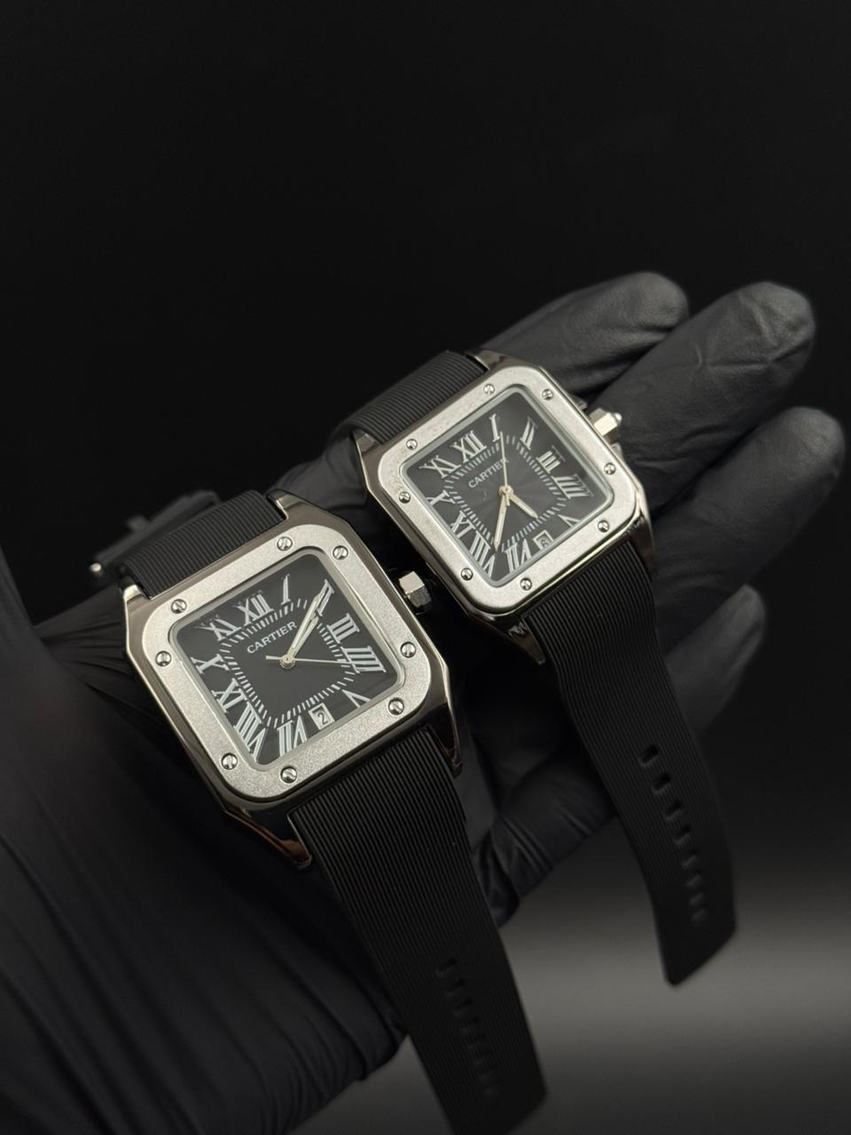 Pareja Crtr Santos New Goma Negra Tablero Negro Plateado