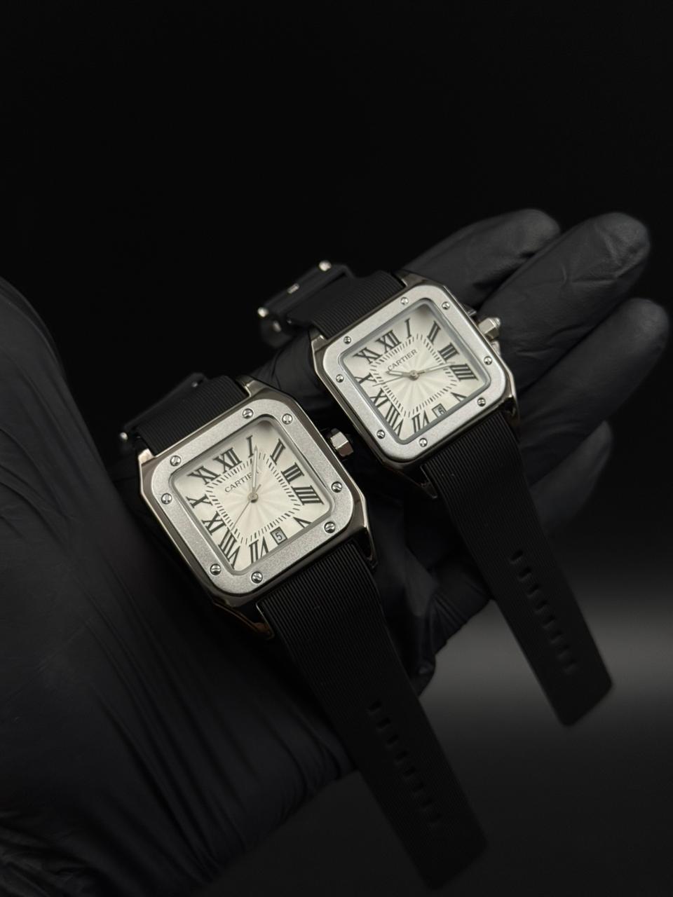 Pareja Crtr Santos New Goma Negra Tablero Blanco Plateado