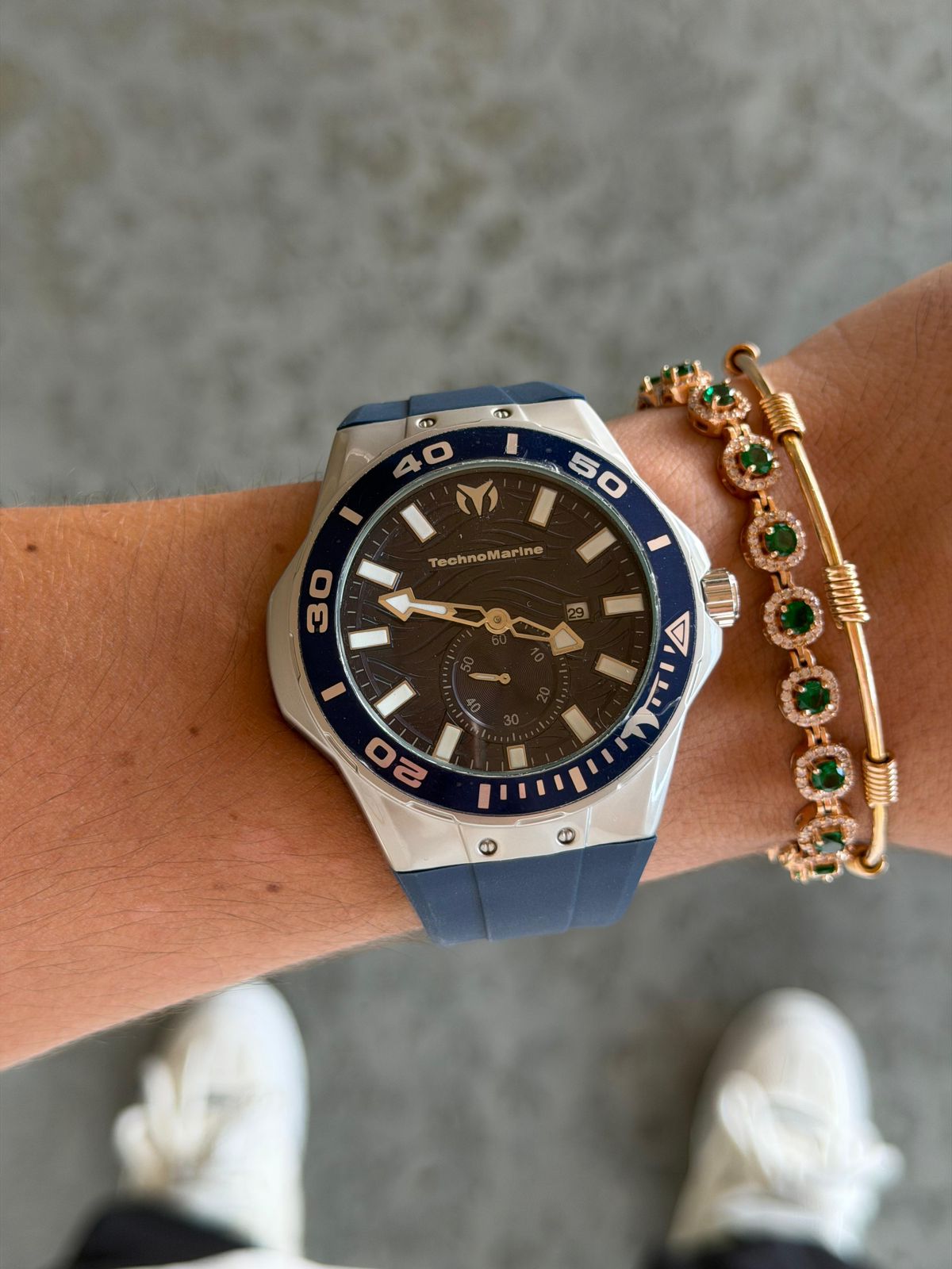 Tchmrn Cruise Goma Azul Tablero Negro Plateado