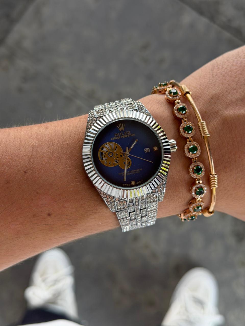 Rlx Diamond Quartz Plateado Tablero Azul