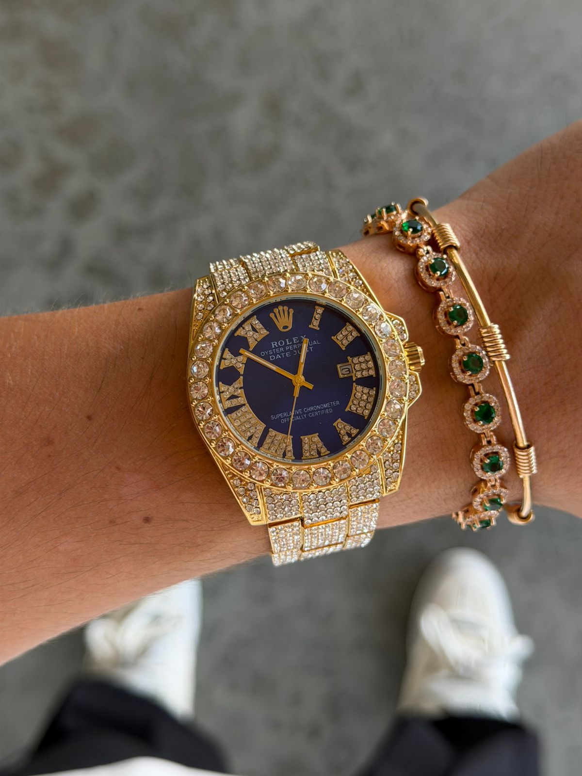 Rlx Dimond Roman Dorado Tablero Azul