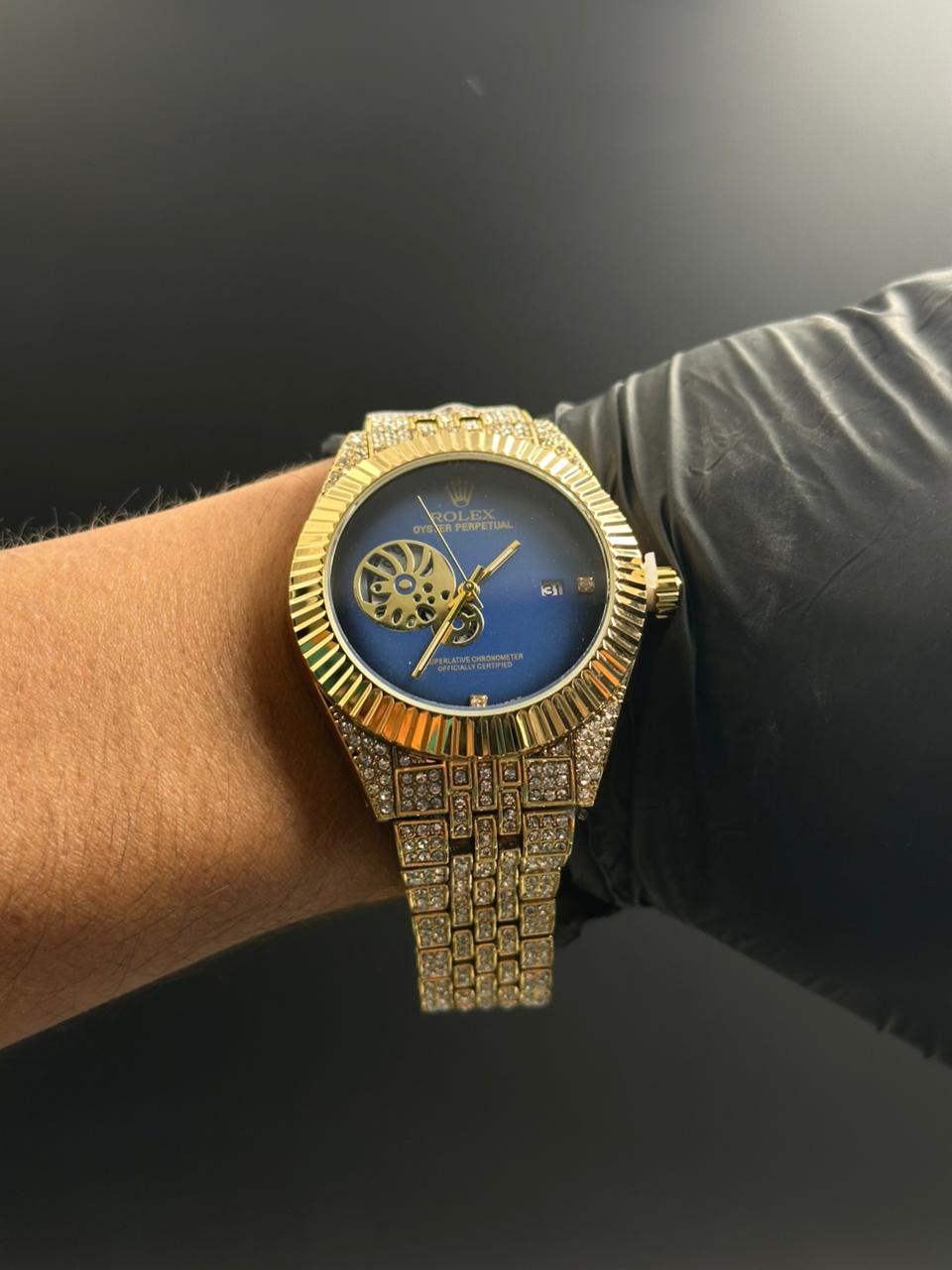 Rlx Diamond Quartz Dorado Tablero Azul