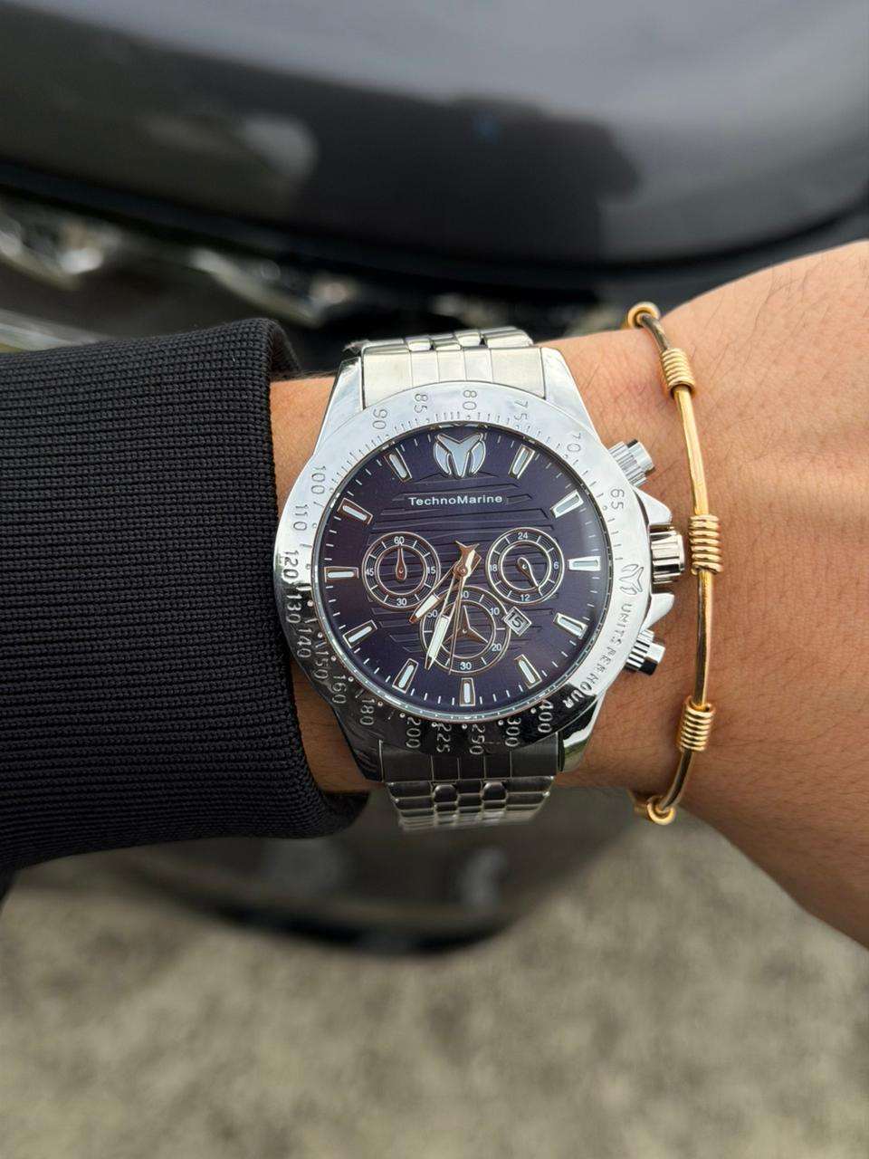 Tchmrn Metalico Plateado Tablero Azul