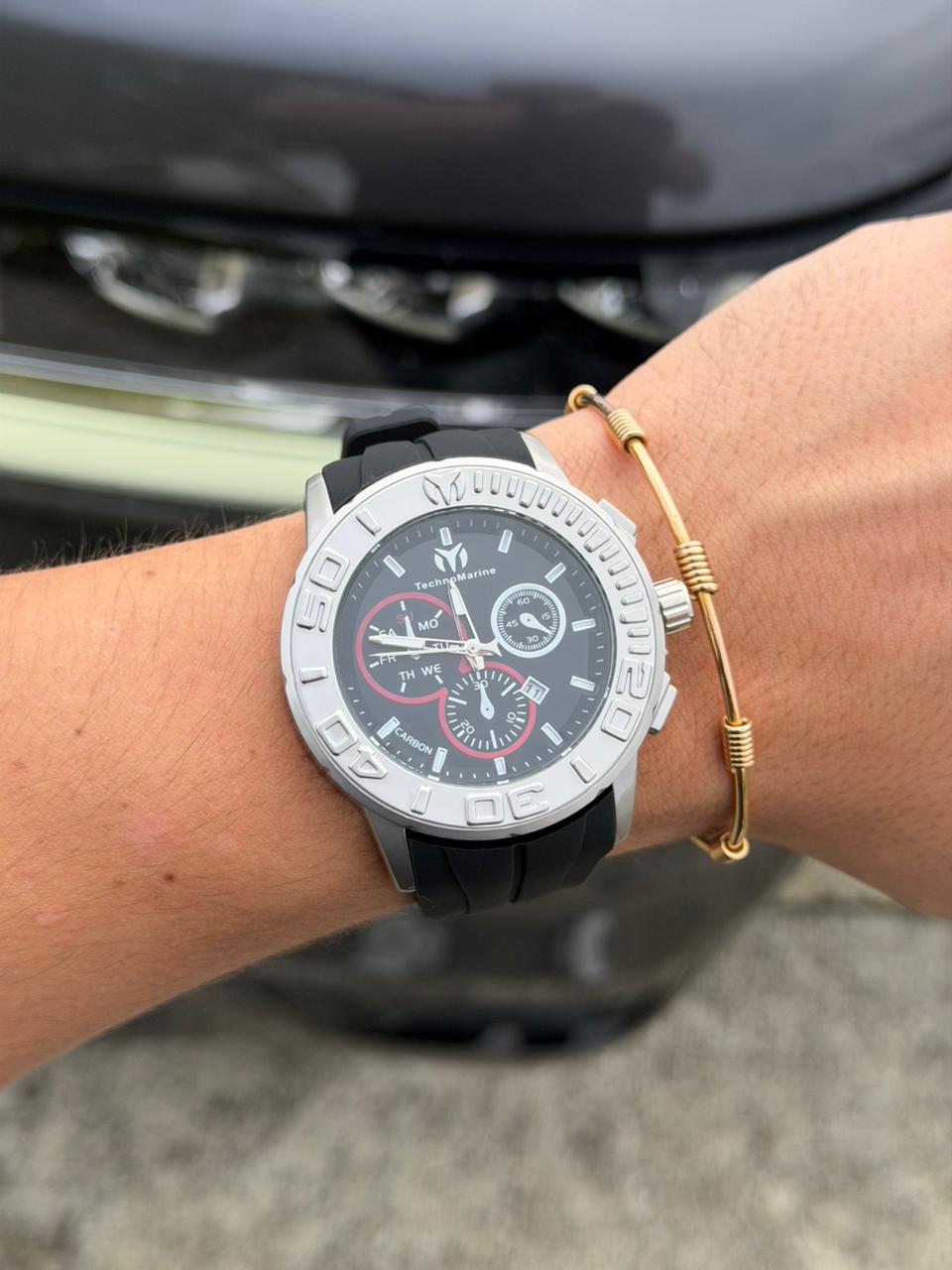 Tchmrn TM Goma Negra Tablero Negro Plateado