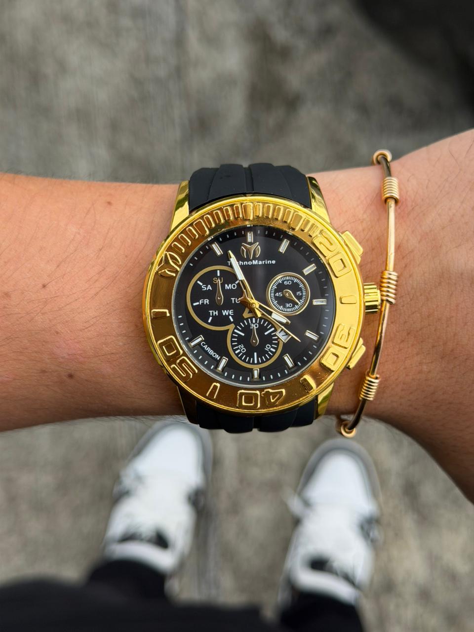 Tchmrn TM Goma Negra Tablero Negro Dorado