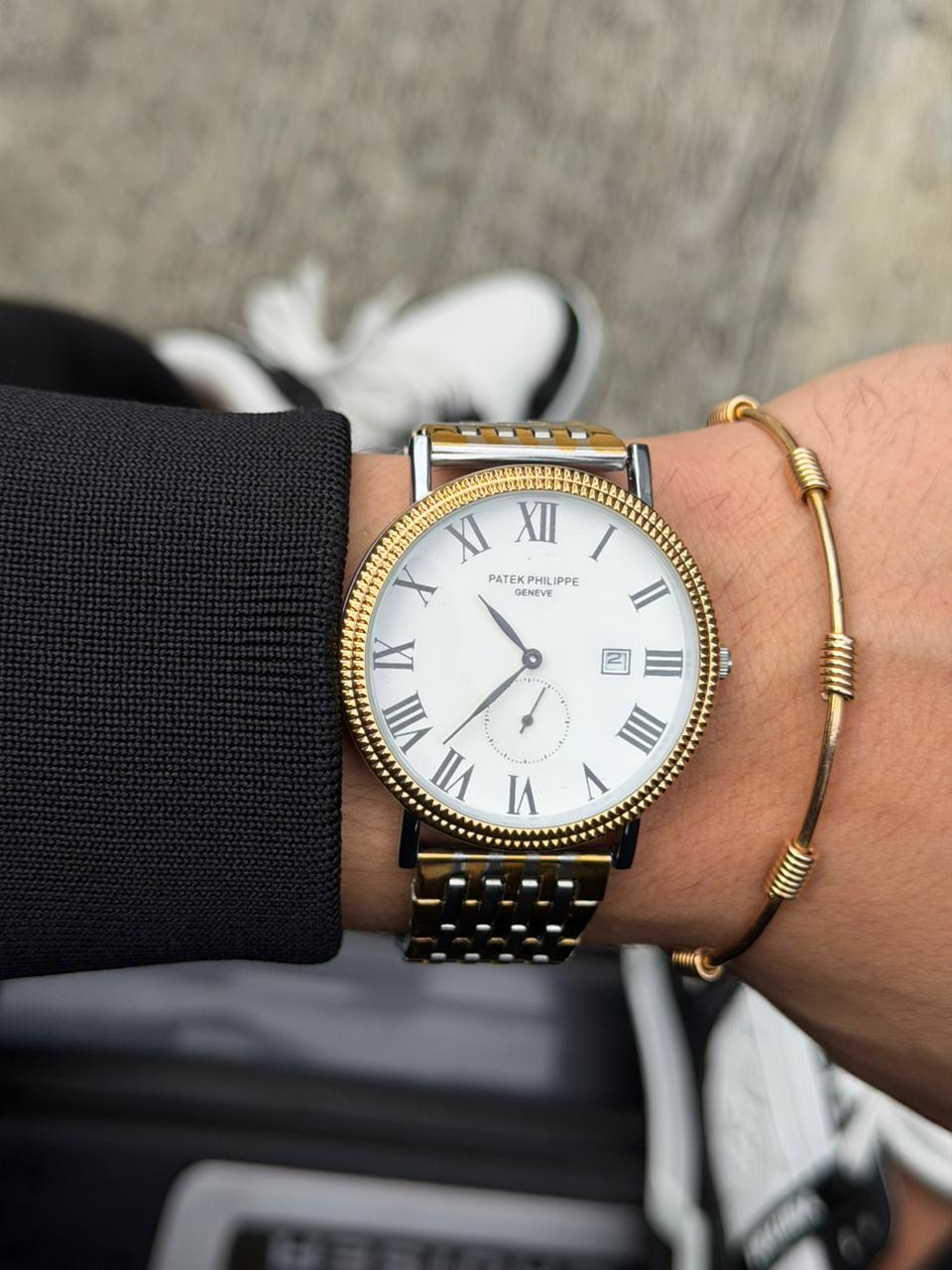 Patk Phlppe Calatrava Bicolor Dorado Tablero Blanco