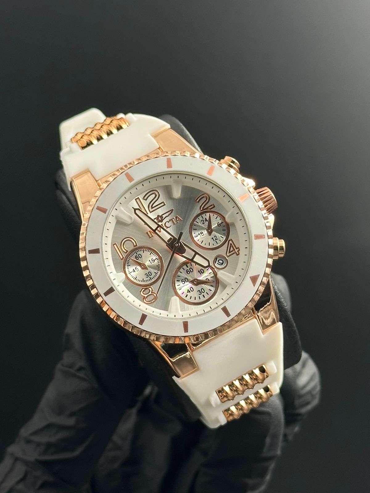 Invct 5H Mujer Goma Blanca Tablero Plateado Oro Rosa