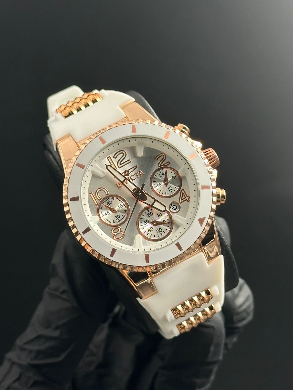 Invct 5H Mujer Goma Blanca Tablero Plateado Oro Rosa