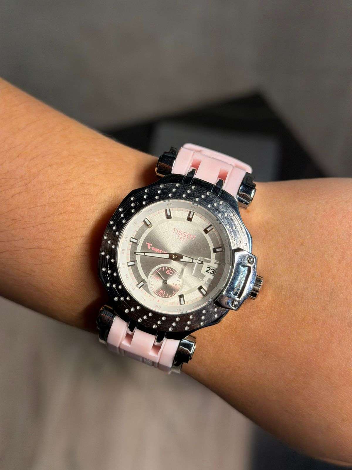 Tsst Mujer Goma Rosa Tablero Plateado Negro