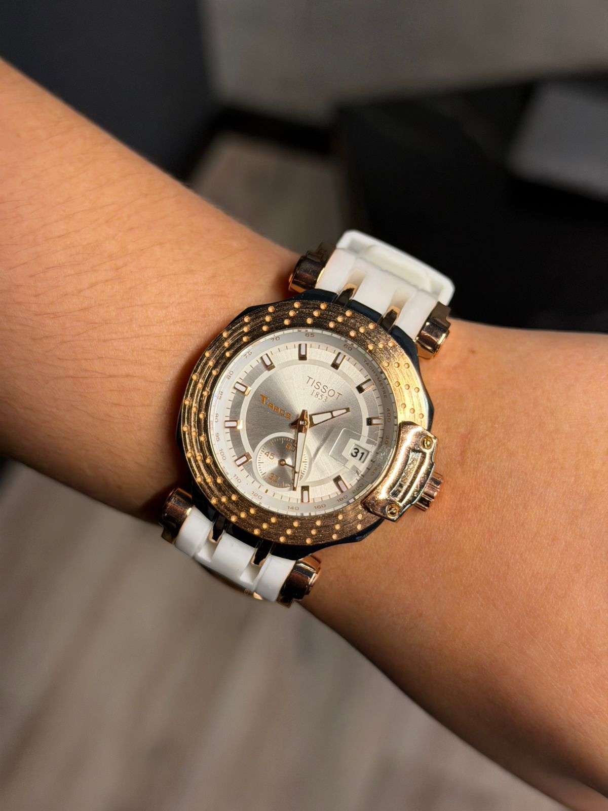 Tsst Mujer Goma Blanca Tablero Plateado Oro Rosa