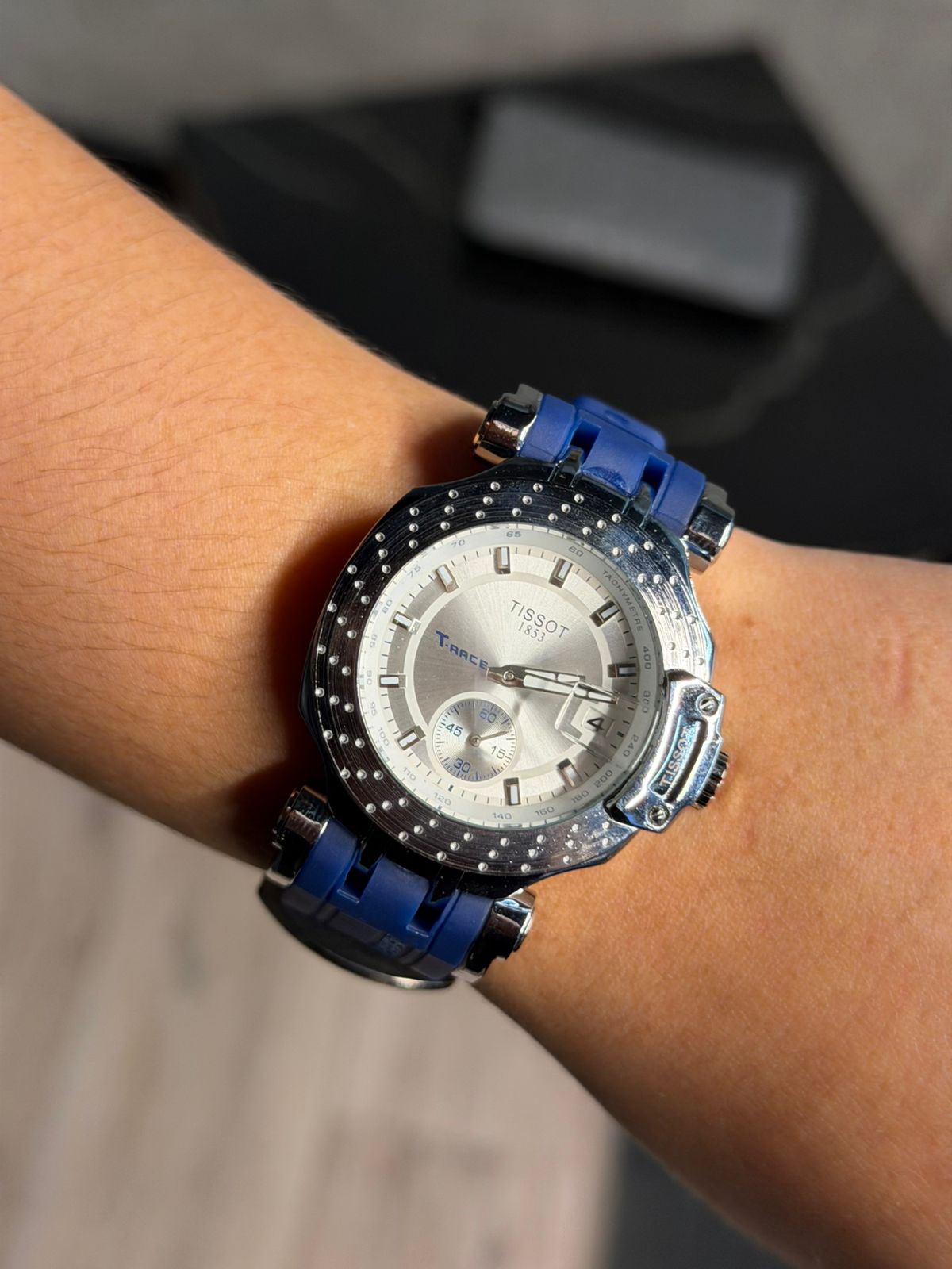 Tsst Mujer Goma Azul Tablero Plateado Negro