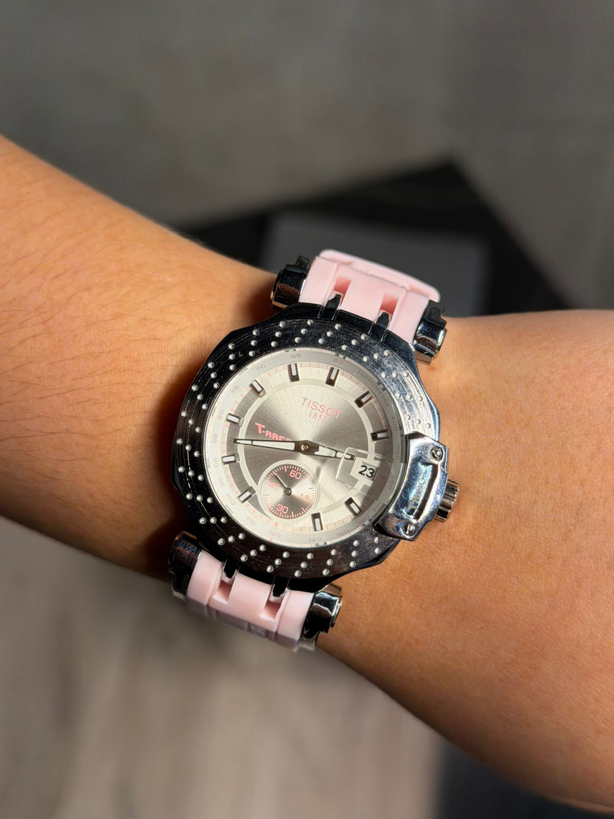 Tsst Mujer Goma Rosa Tablero Plateado Negro