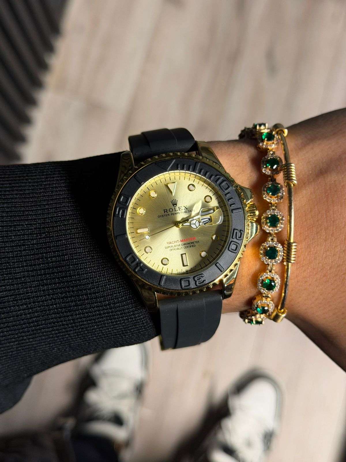 Rlx Goma Negra Tablero Dorado Negro