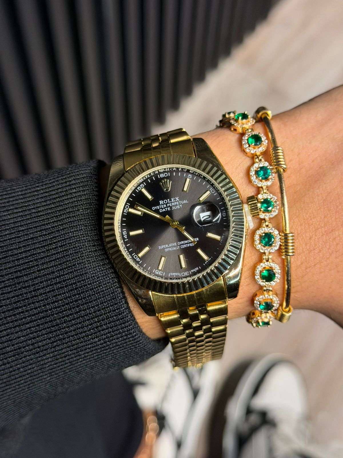 Rlx Trenzado Dorado Tablero Negro