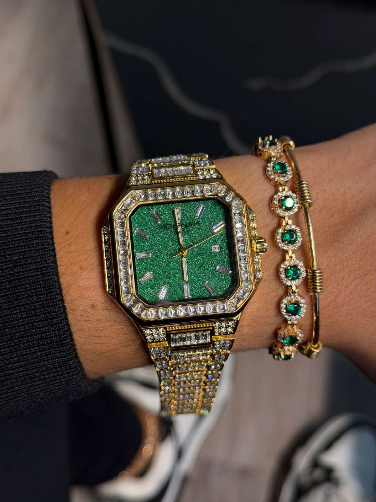 Patk Diamond Dorado Tablero Verde Brillante