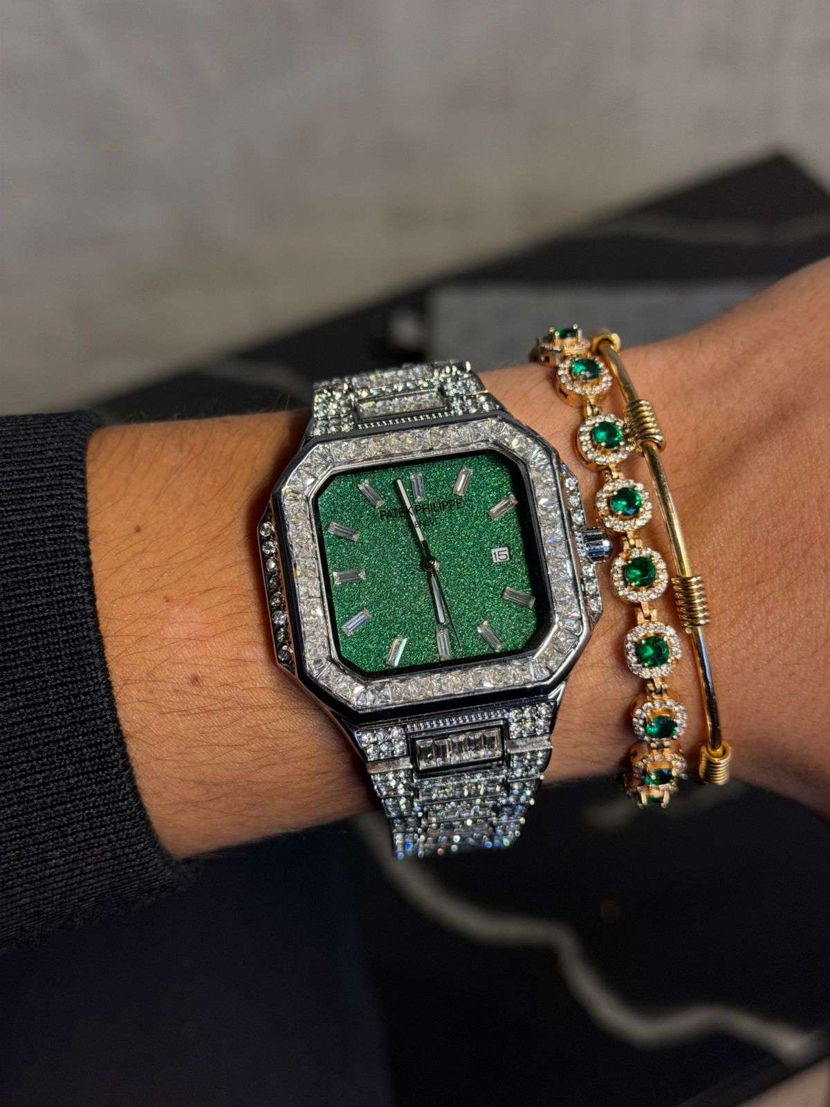 Patk Diamond Plateado Tablero Verde Brillante