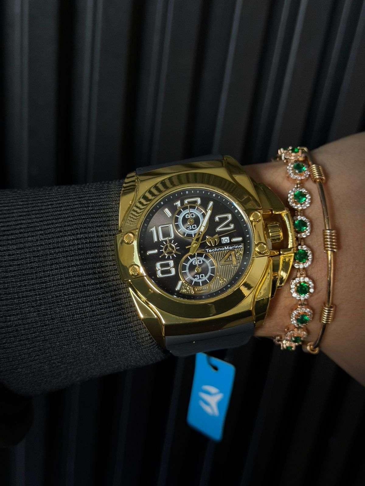 Tchmrn Crono Goma Negra Tablero Negro Dorado