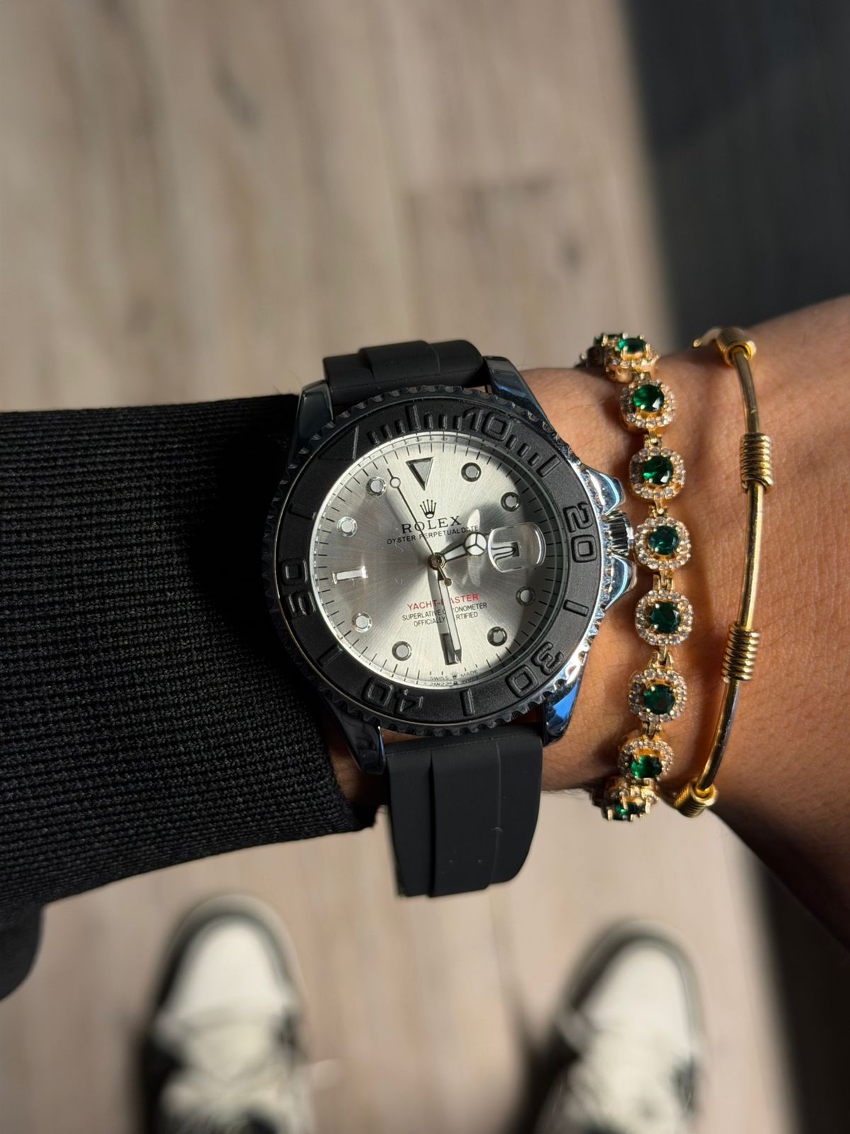 Rlx Goma Negra Tablero Plateado Negro