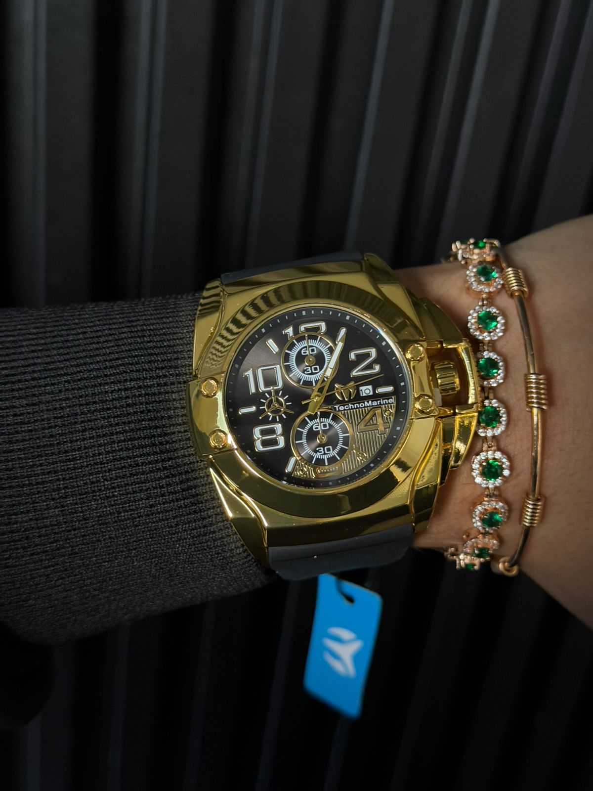 Tchmrn Crono Goma Negra Tablero Negro Dorado