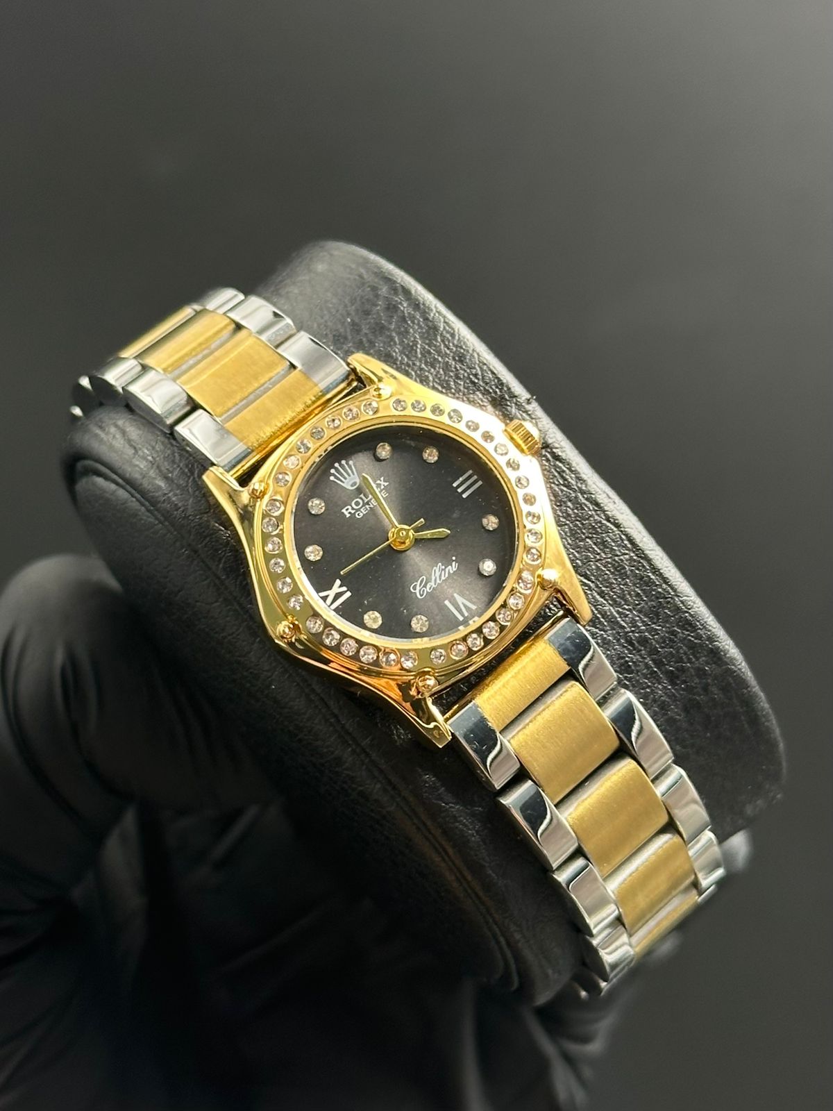 Rlx Mujer New Bicolor Dorado Tablero Negro Dorado