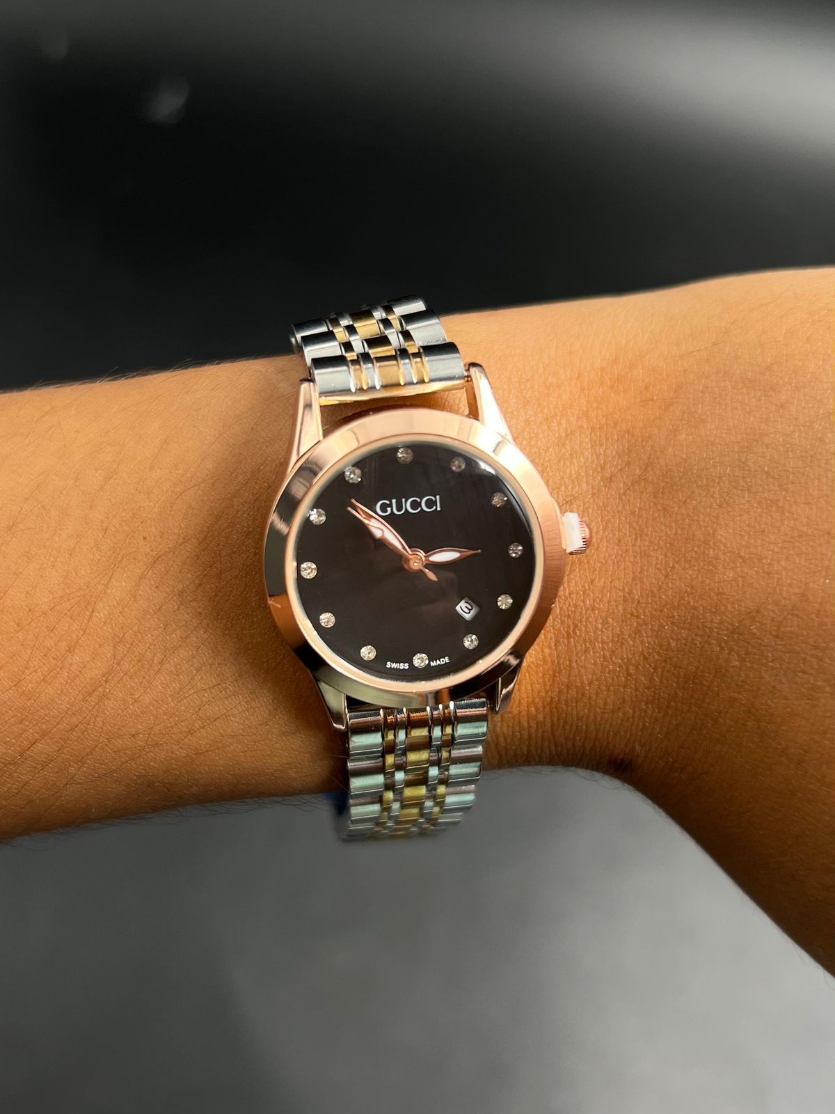 Gcc Mujer Bicolor Oro Rosa Tablero Negro