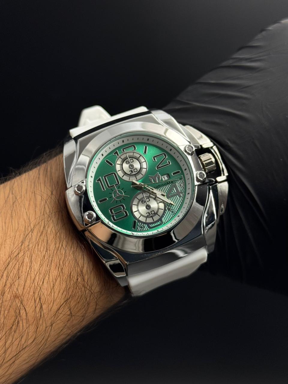 Tchmrn Goma Blanca Tablero Verde Plateado