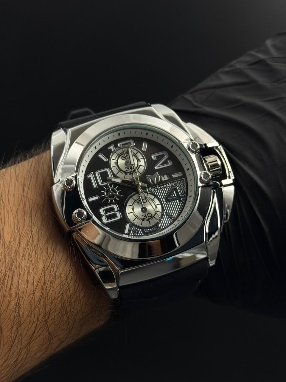 Tchmrn Goma Negra Tablero Negro Blanco Plateado